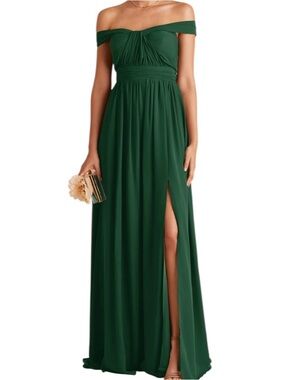 Birdy Grey Bridesmaids Grace Dress Chiffon Forest Green WSlit NWT Size Medium